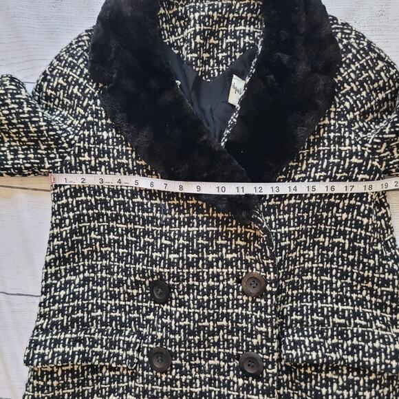 Nicholas Ungar Size EST M Vintage Tweed Short Pea Coat Faux Fur Lined Jacket - Picture 5 of 8